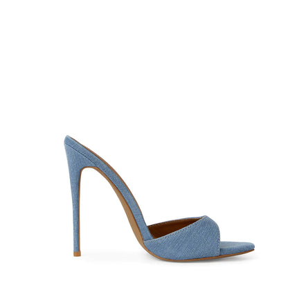 Mules veganas Gia Denim de 120 mm