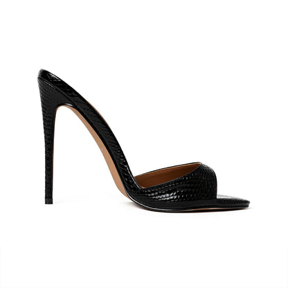 Mulas veganas Gia Black Reptile de 120 mm