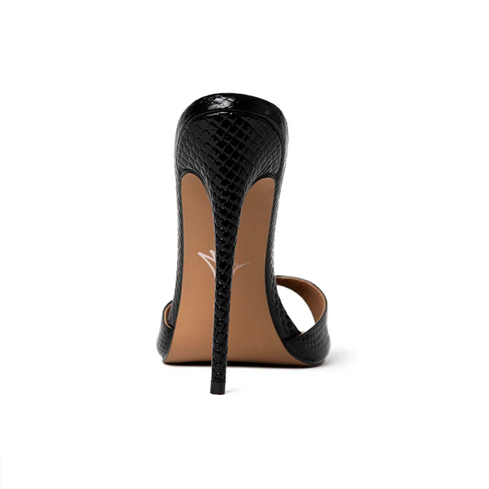 Mulas veganas Gia Black Reptile de 120 mm