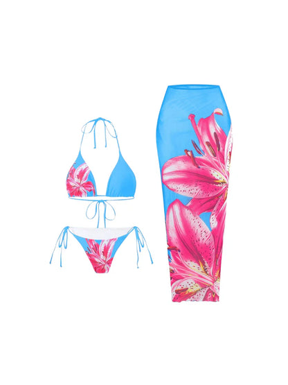 Conjunto Bikini Celeste Floral