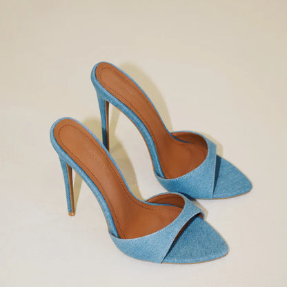 Mules veganas Gia Denim de 120 mm