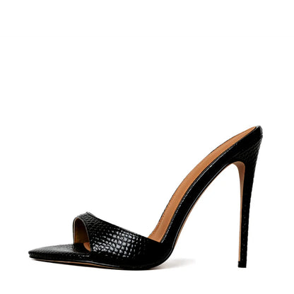 Mulas veganas Gia Black Reptile de 120 mm