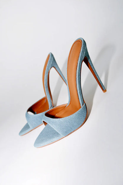 Mules veganas Gia Denim de 120 mm