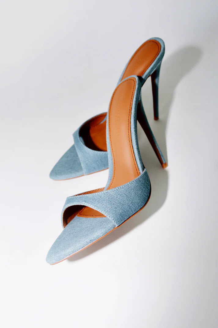 Mules veganas Gia Denim de 120 mm