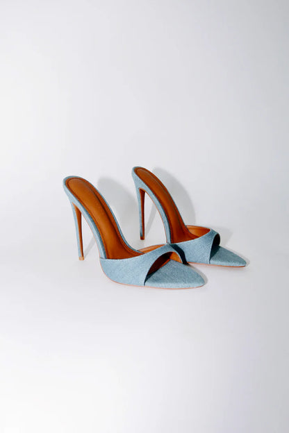 Mules veganas Gia Denim de 120 mm